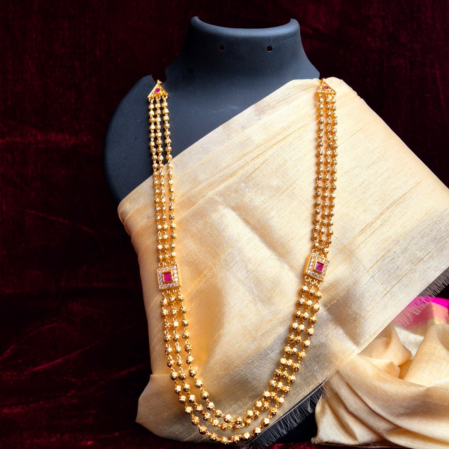 Gold Plated Mala - Square