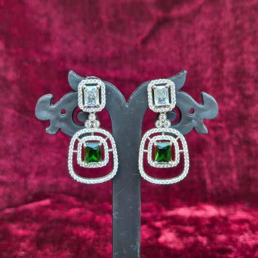 Diamond - Green Emerald Earrings