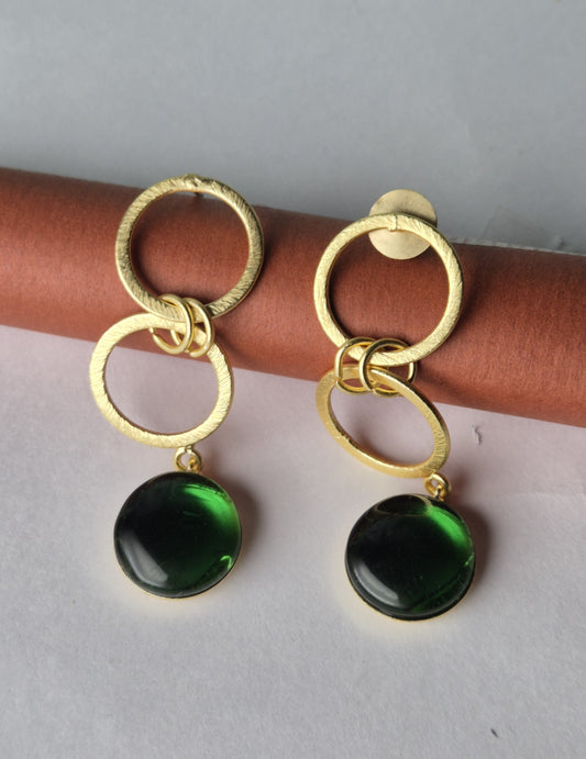 Matt Gold Green Round Danglers